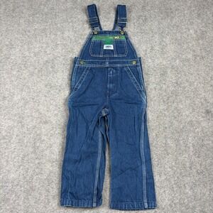 Liberty Overalls Kids Size 4R Blue Denim Green Zipper Bib Overalls Outdoors